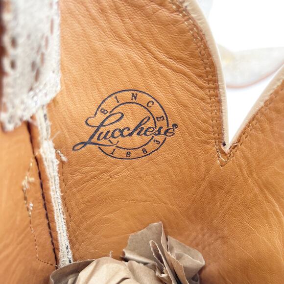 Lucchese Women’s 8.5 Stone Metallic Python Suede Snip Toe Cowgirl Western Boots - Picture 10 of 11